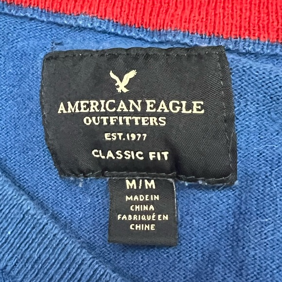 AEO Blue V-Neck Sweater - Picture 3 of 4